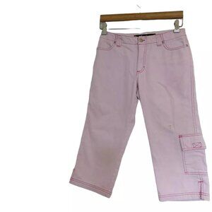 Y2K VTG Pink Denim Jalate Crop Cargo Jeans Jrs 5/6 100% Cotton